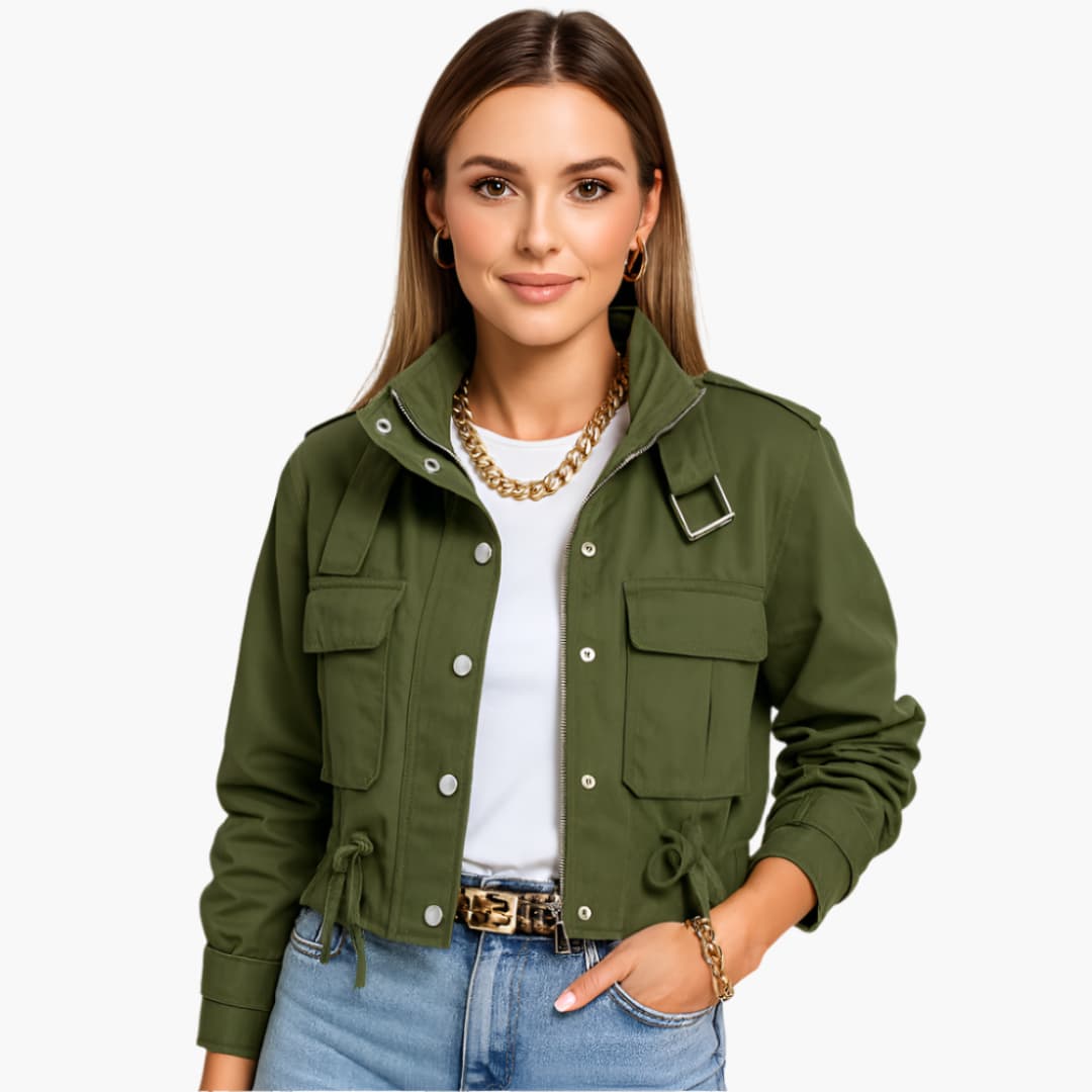 Elarova | Damen Kurzjacke mit Stehkragen und Reißverschluss