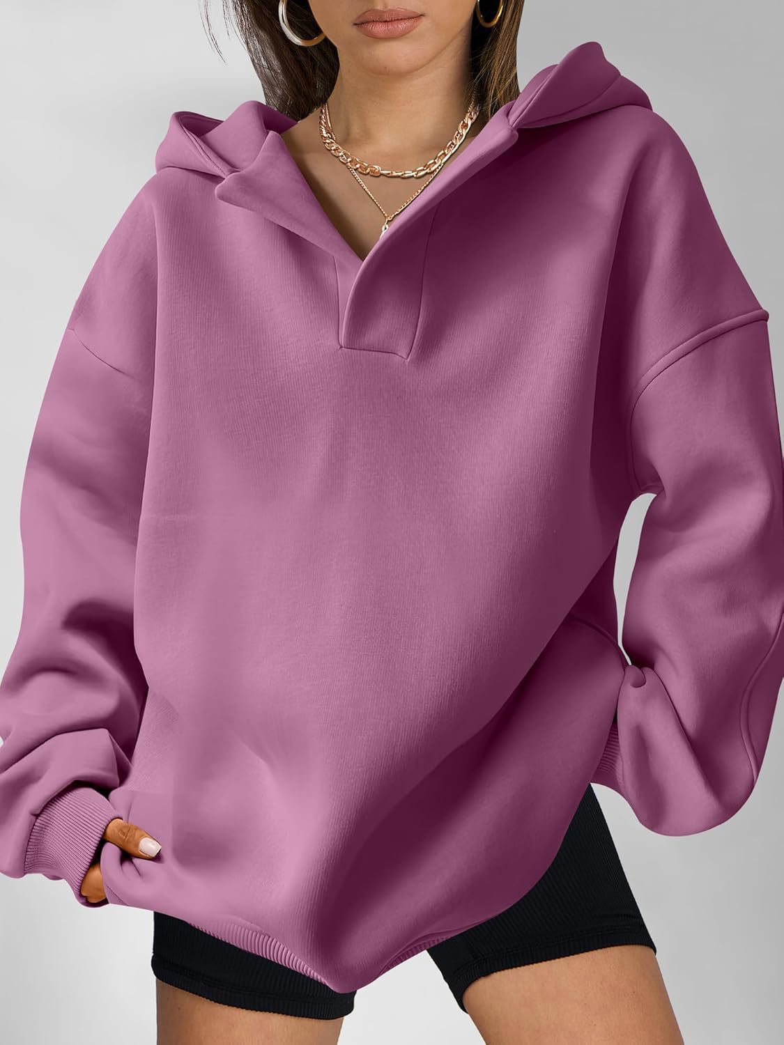 Elarova | Damen Oversized Hoodie mit modernem Kragen und lässiger Passform