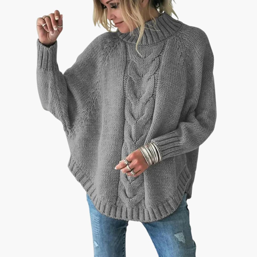 Elarova | Damen Pullover mit Rollkragen und Zopfmuster