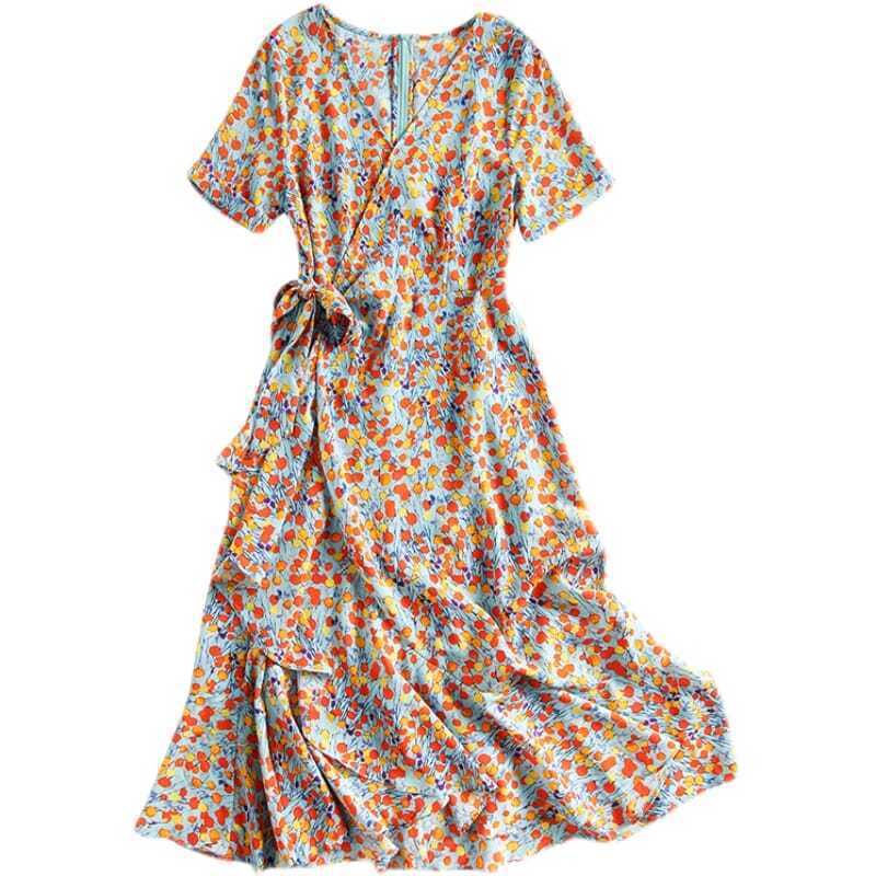 Elarova Damen Slim Fit Blumenkleid im französischen Stil