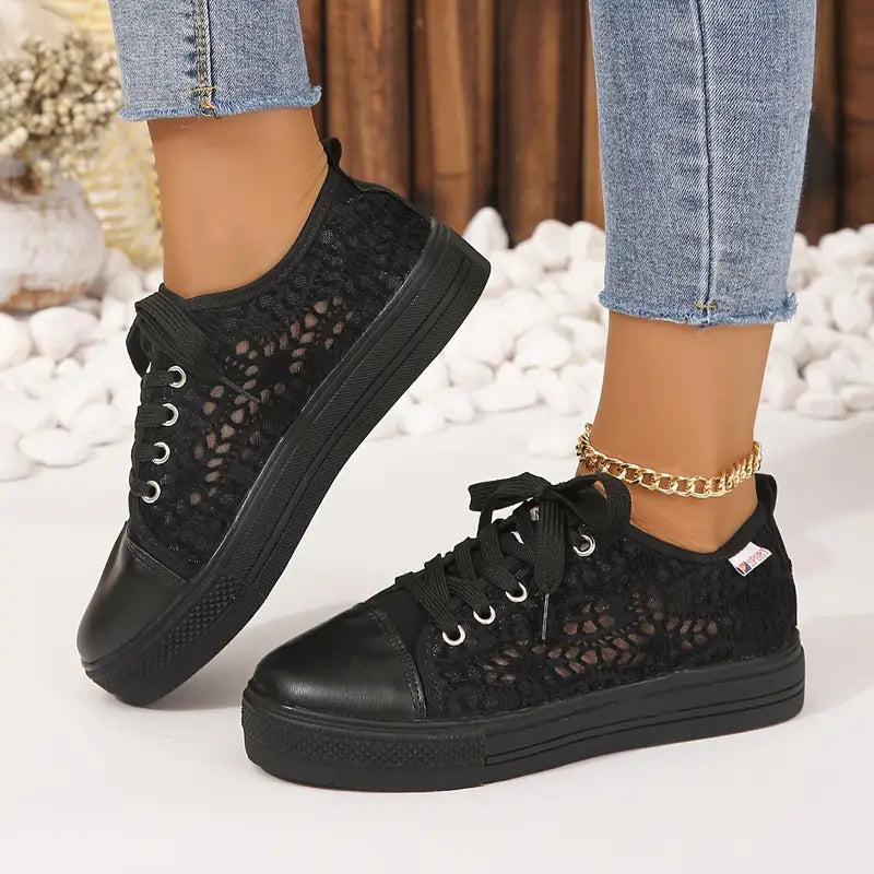 Elarova | Damen Spitzen Plattform Sneaker