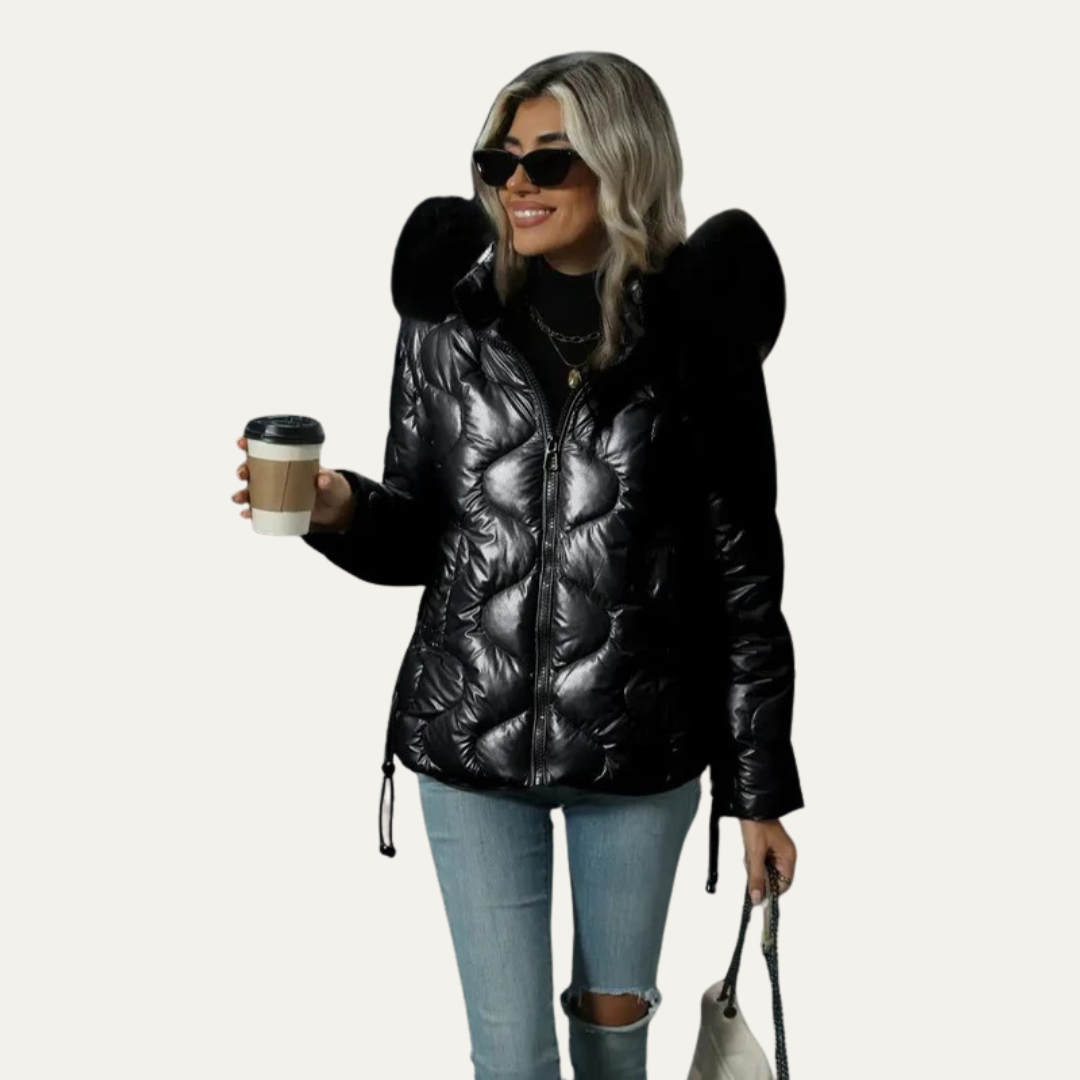 Elarova | Damen-Steppjacke in Metallic-Optik