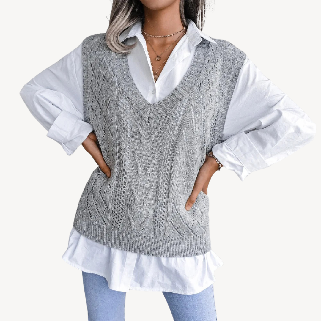 Elarova | Damen-Strickweste mit V-Ausschnitt