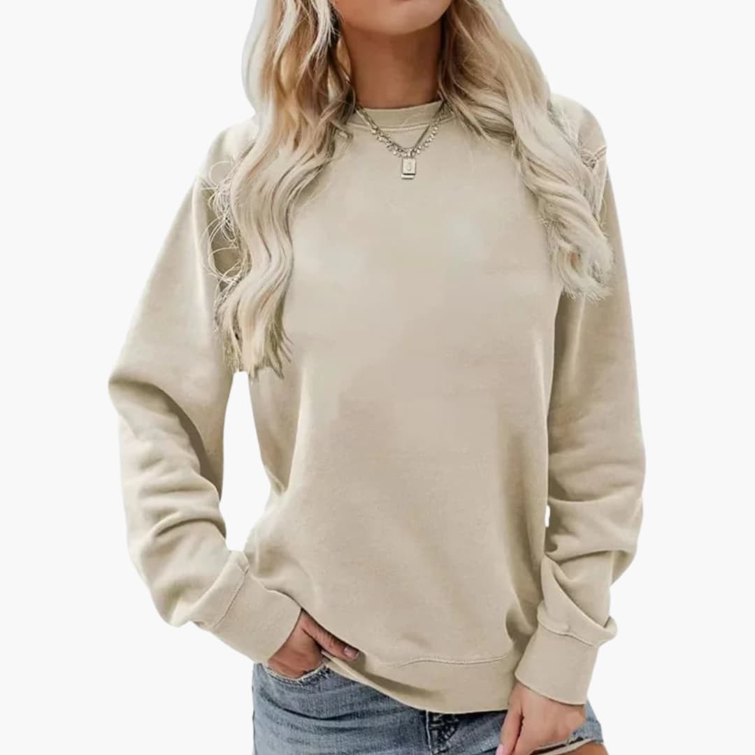 Elarova | Damen Sweatshirt mit Rundhalsausschnitt und langen Ärmeln