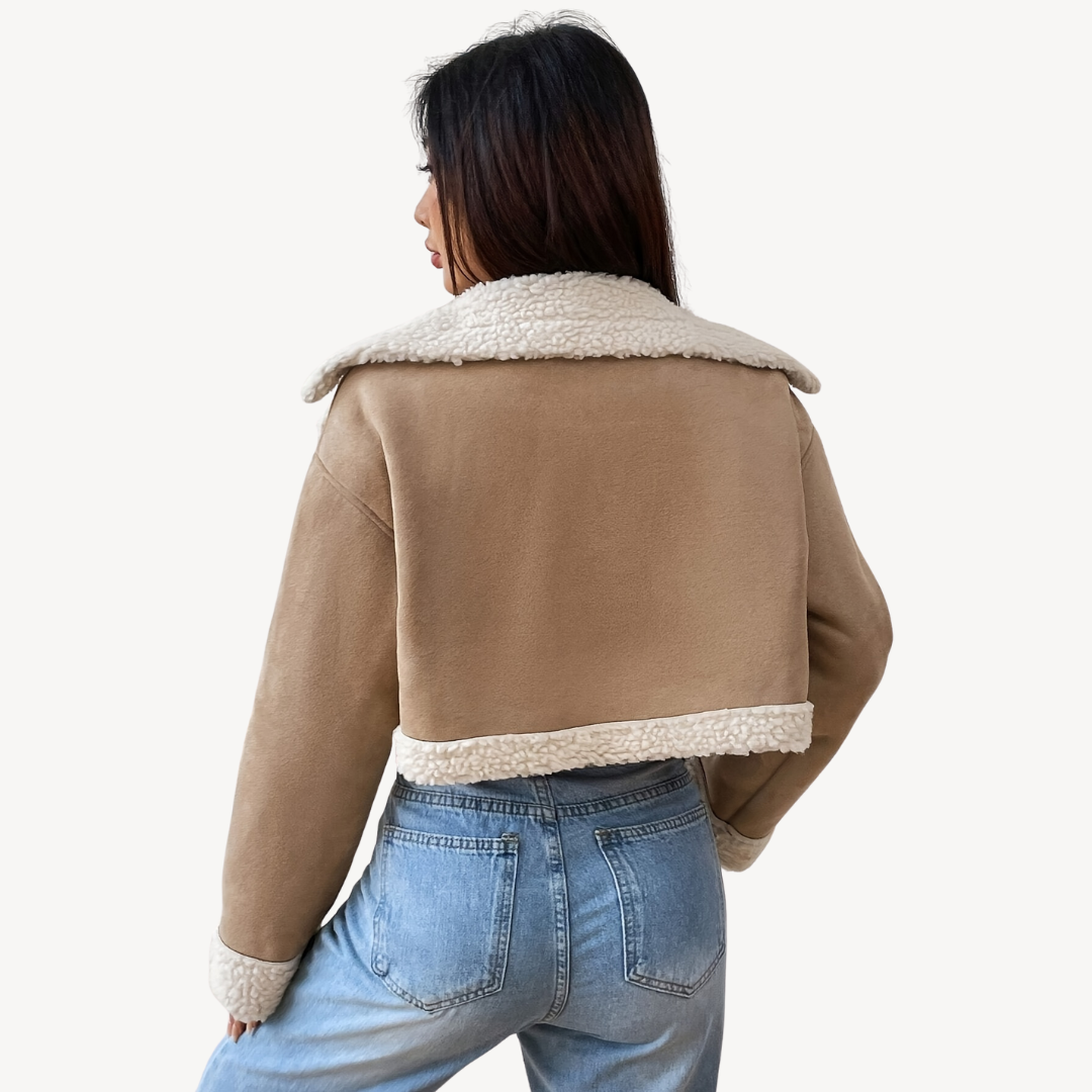 Elarova | Damen-Wildlederjacke aus Kunstpelz