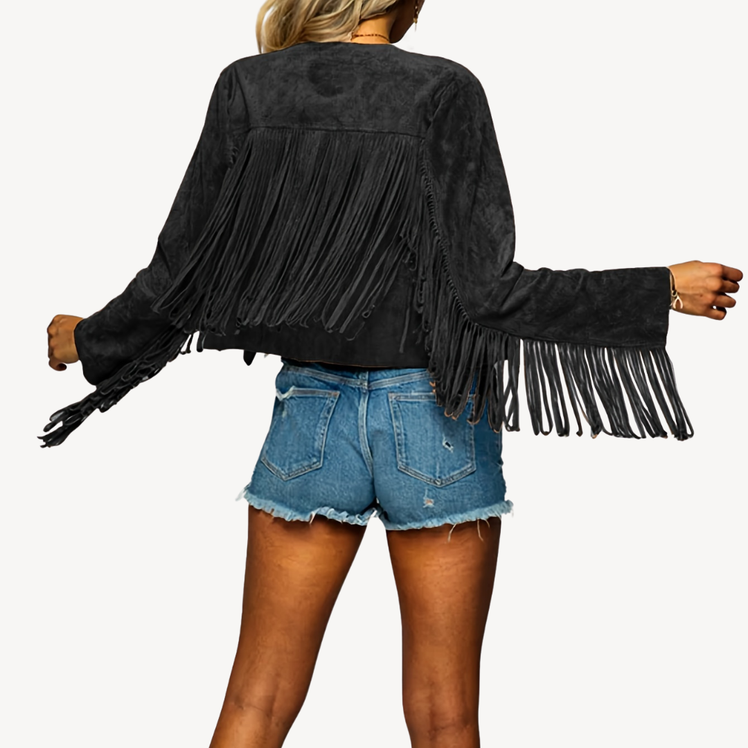 Elarova | Damen-Wildlederjacke mit Fransen