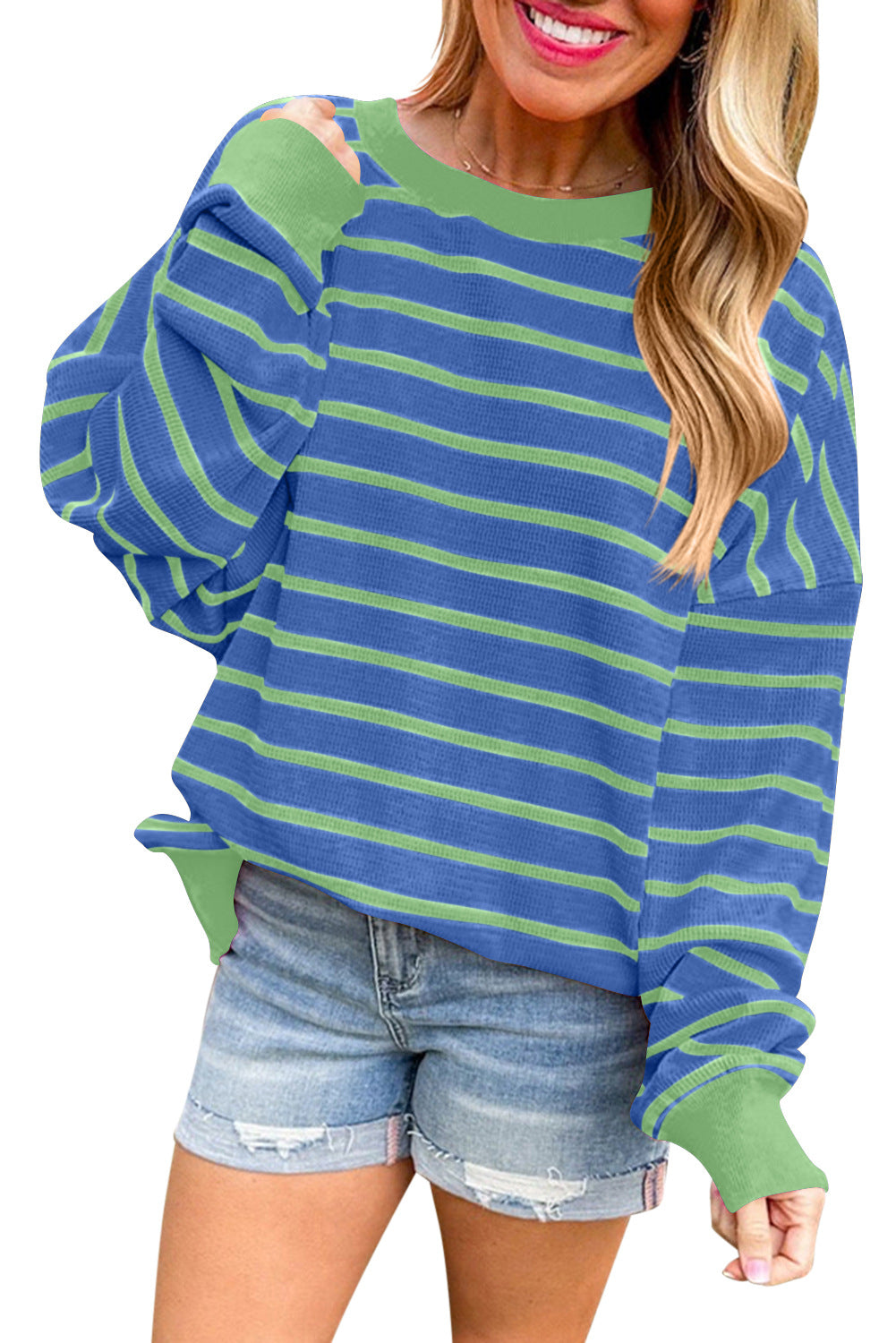 Elarova | Damen lässiger und bequemer Pullover mit strukturiertem Rippenmuster und weitem Schnitt