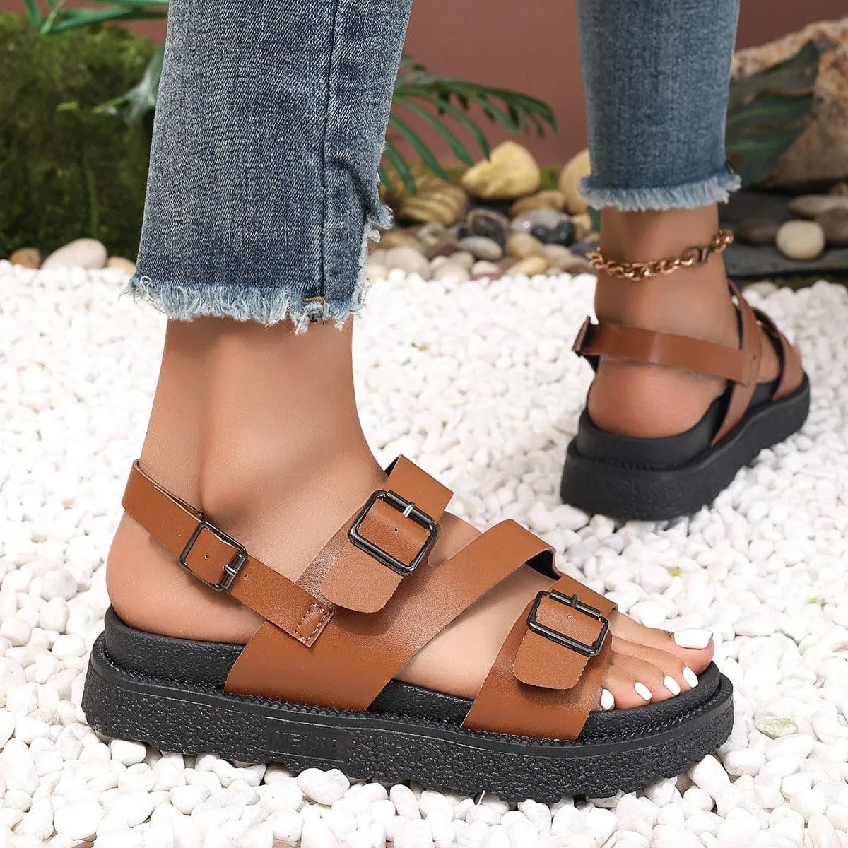 Elarova | Damen sandals with thick sole casual