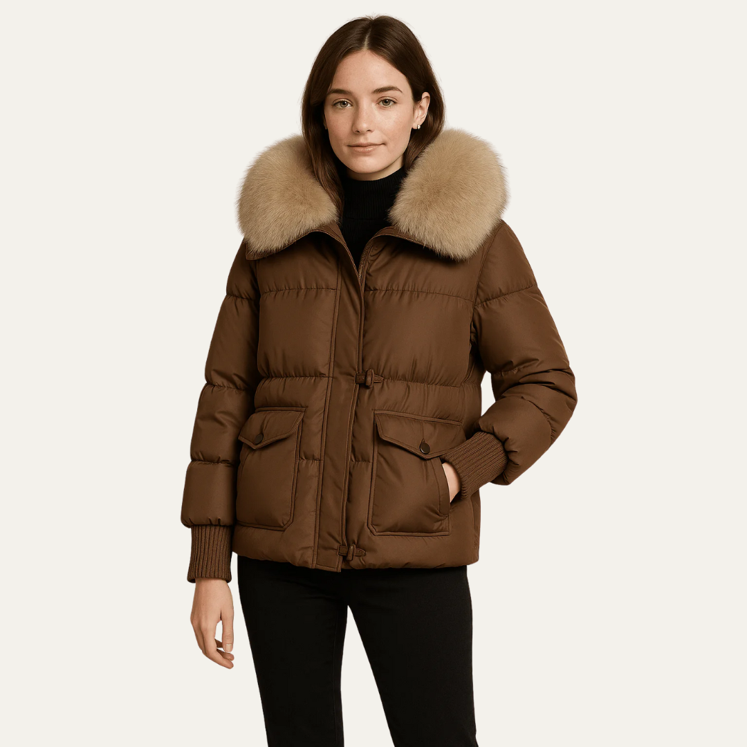 Elarova | DamenSteppjacke mit Fellfutter, kurz geschnitten