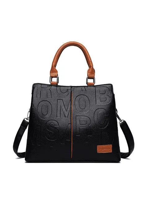 Elarova | Damenhandtasche aus weichem Leder mit geprägtem Buchstabendesign