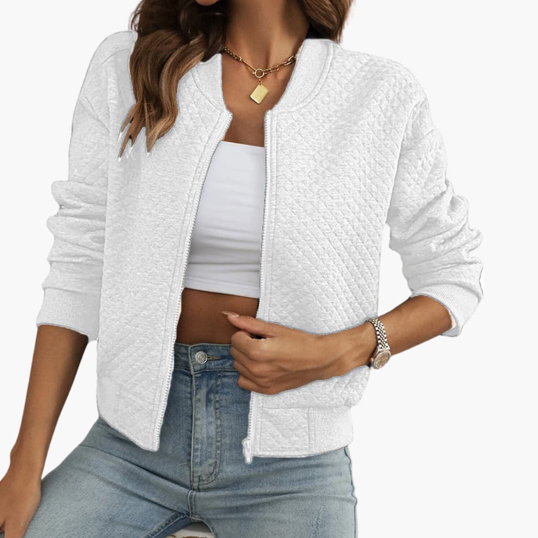 Elarova | Damenjacke mit durchgehendem Reißverschluss und geripptem Saum