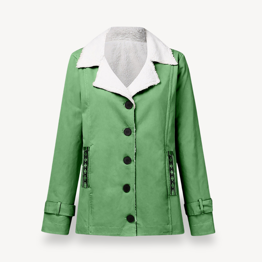 Elarova | Damenmantel mit Fleecefutter und Knöpfen