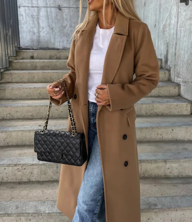 Elarova | Eleganter warmer langer doppelreihiger
