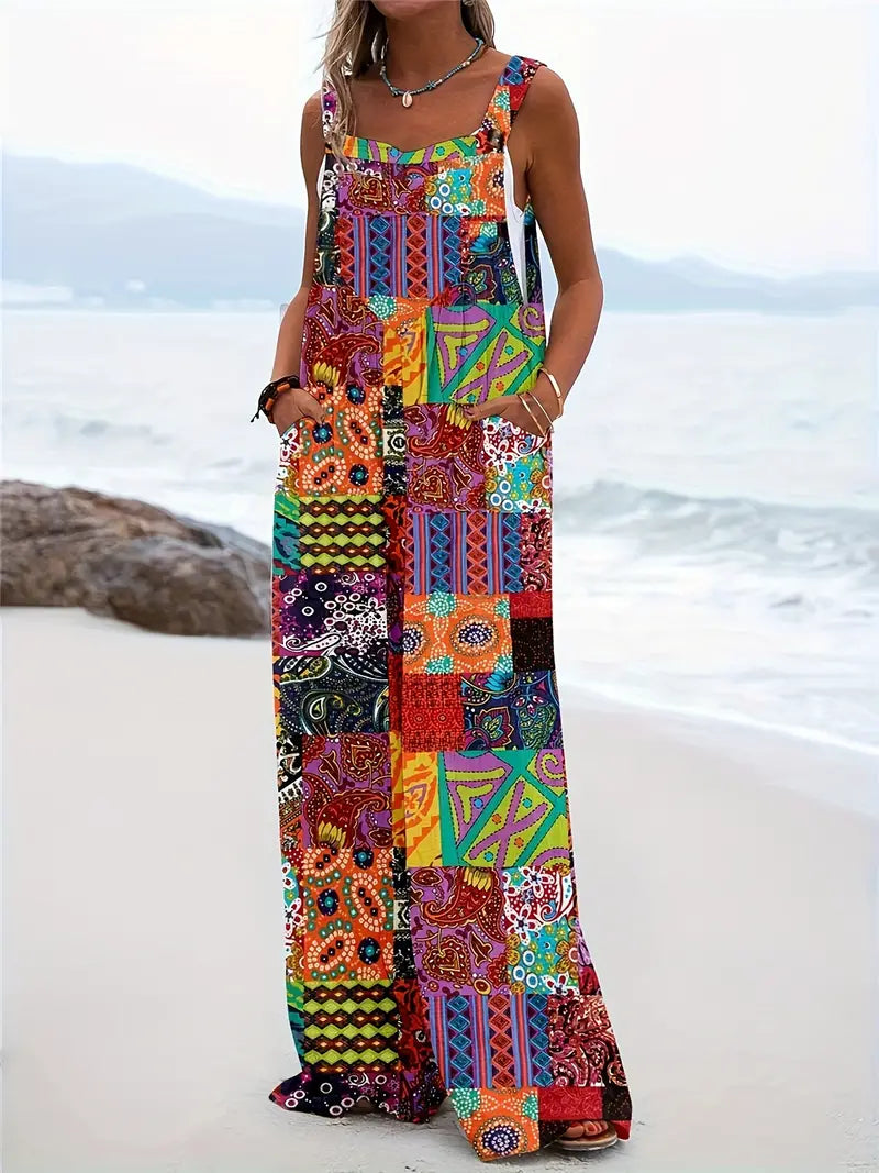 Elarova | Farbblock Overall mit Mode Elementen