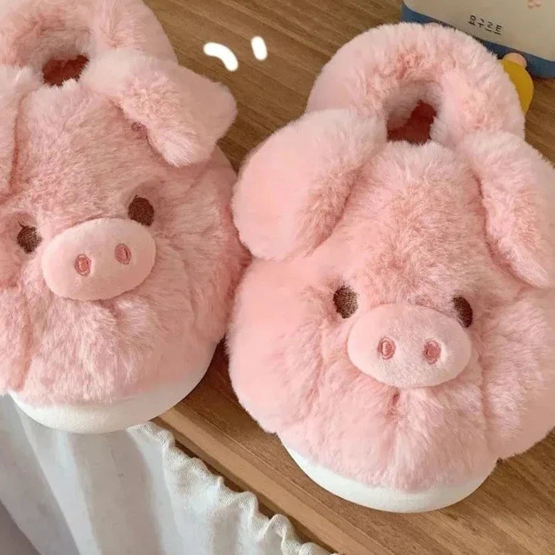 Elarova | Flauschige Schwein Hausschuhe