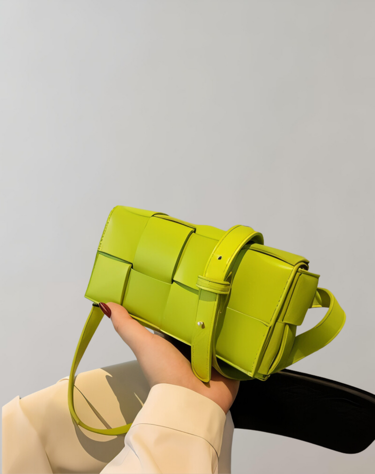 Elarova | Geblockte Umhängetasche Vegan Leder Damen | Geflochtene Tasche Frauen