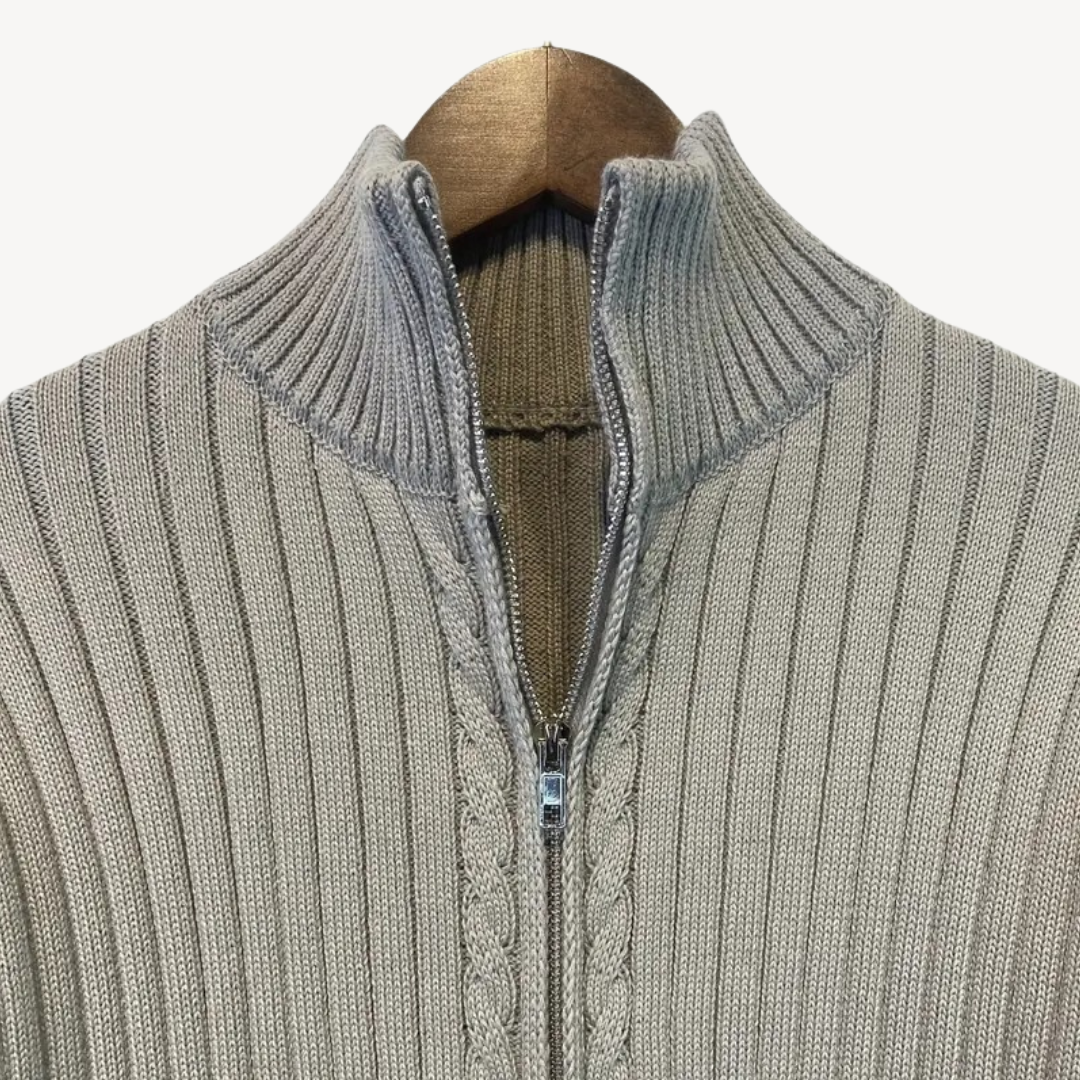 Elarova | Gerippter Pullover mit Reißverschluss für Herren