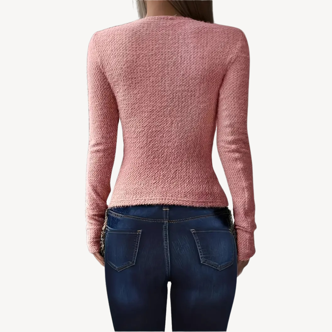 Elarova | Geripptes Langarm-Top für Damen