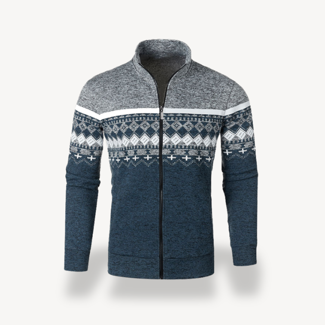 Elarova | Gestrickte Stehkragenjacke Herren