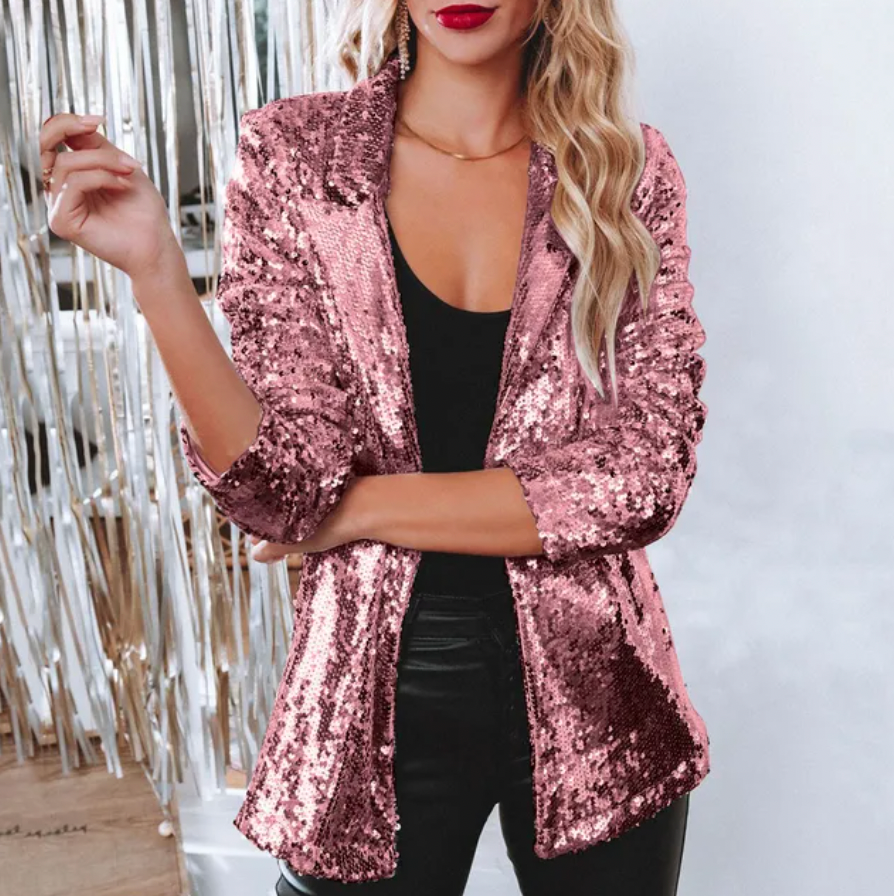 Elarova | Glamouröser Pailletten-Blazer