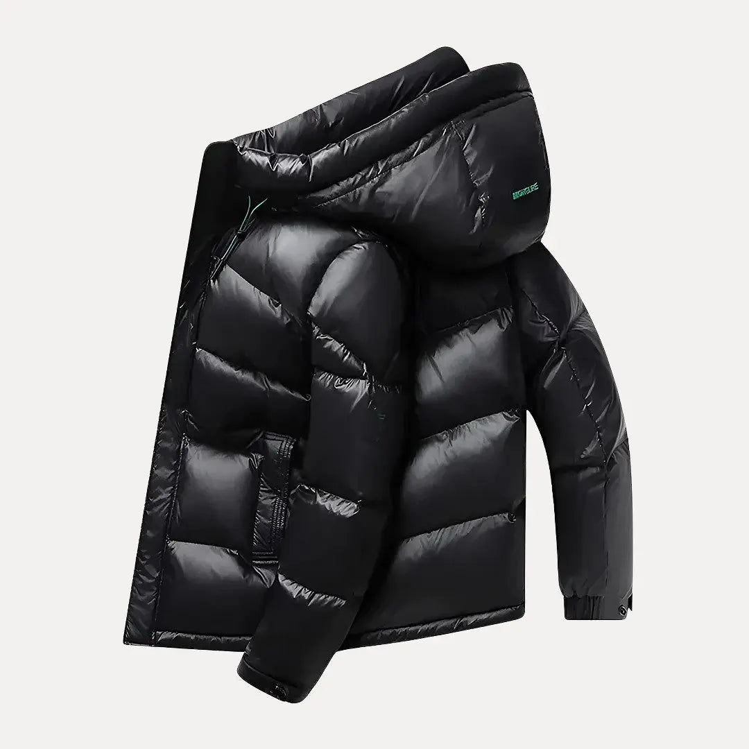 Elarova | Glänzende, gefütterte Herren-Steppjacke mit Kapuze