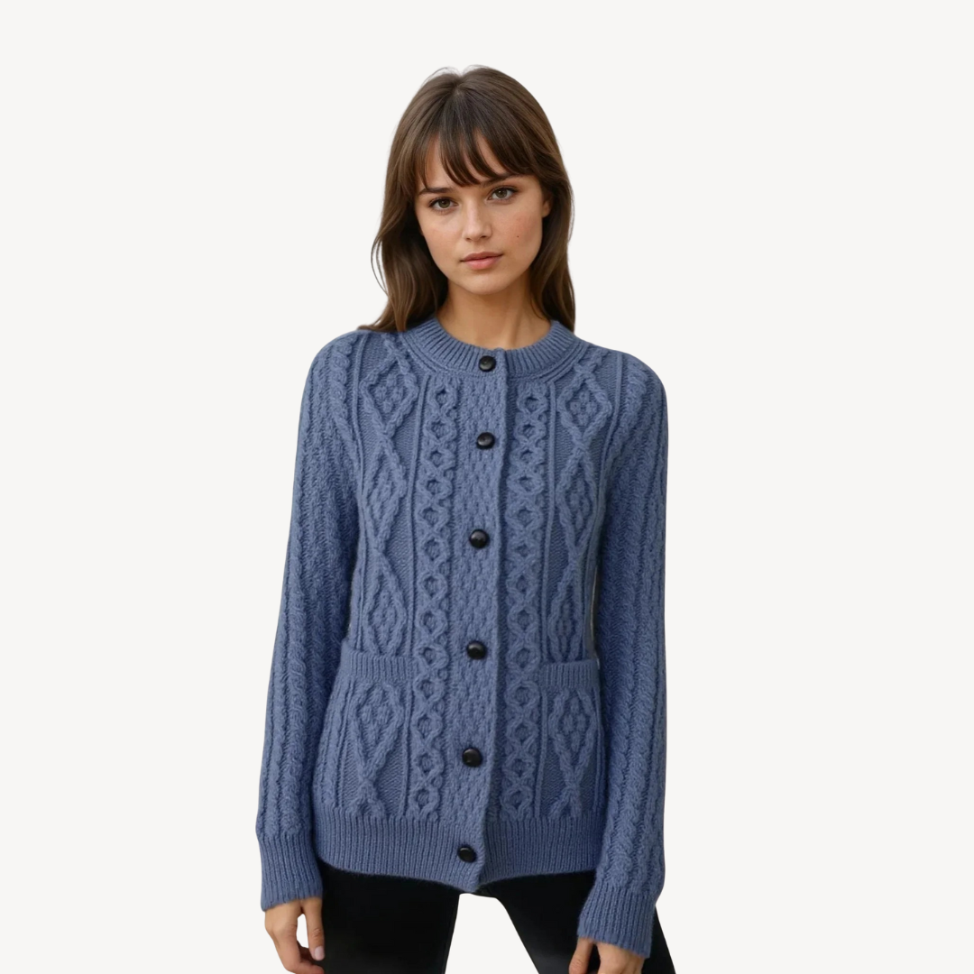 Elarova | Grobstrick-Cardigan mit Zopfmuster für Damen