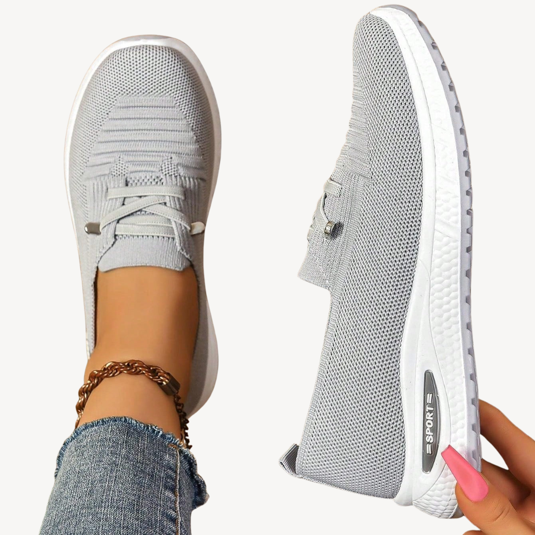 Elarova | Hellgraue orthopädische Slip-On-Sneakers für Damen