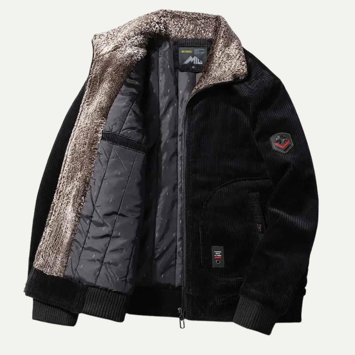 Elarova | Herren-Bomberjacke aus Cord mit Sherpa-Fleecefutter