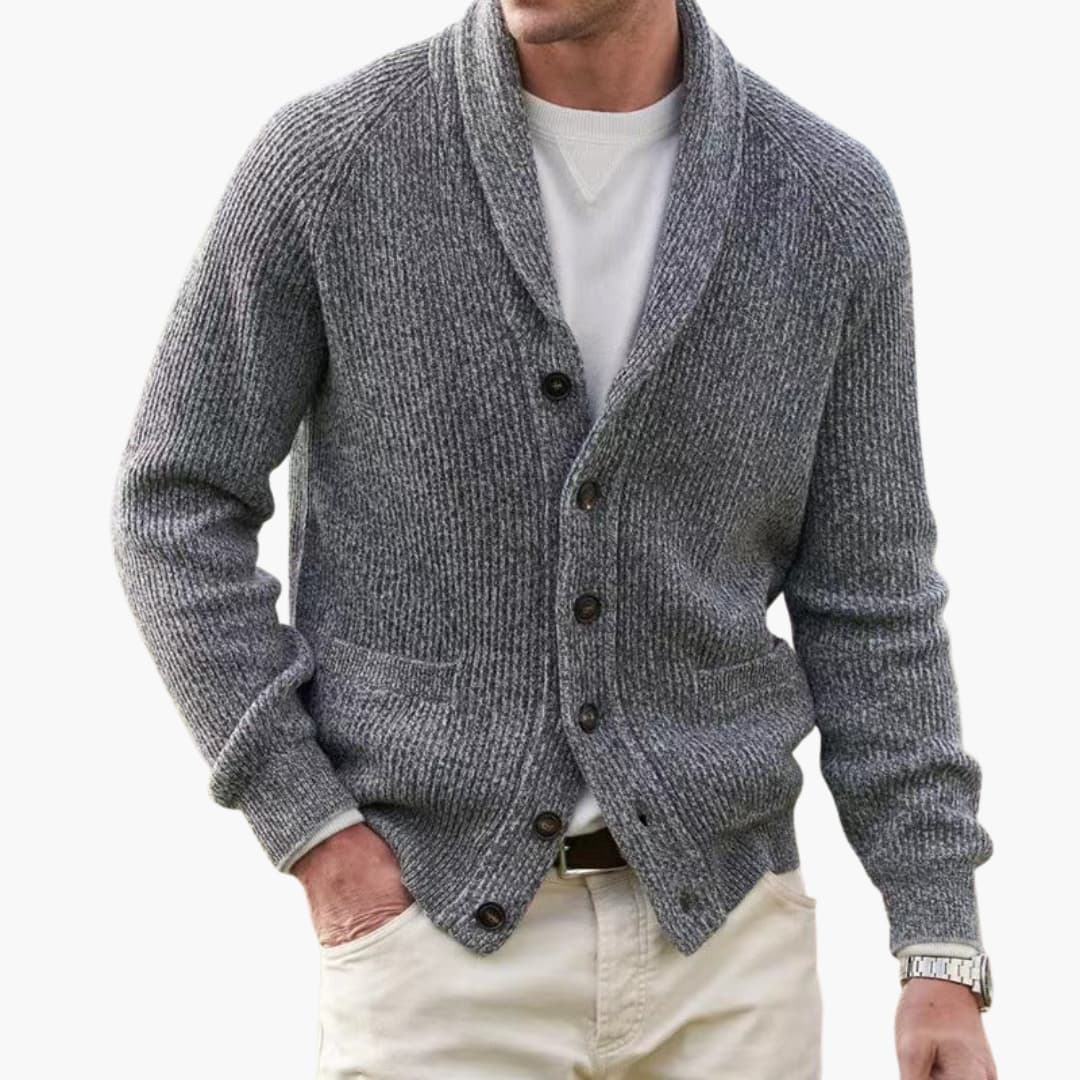 Elarova | Herren Cardigan mit Schalkragen und Fronttaschen