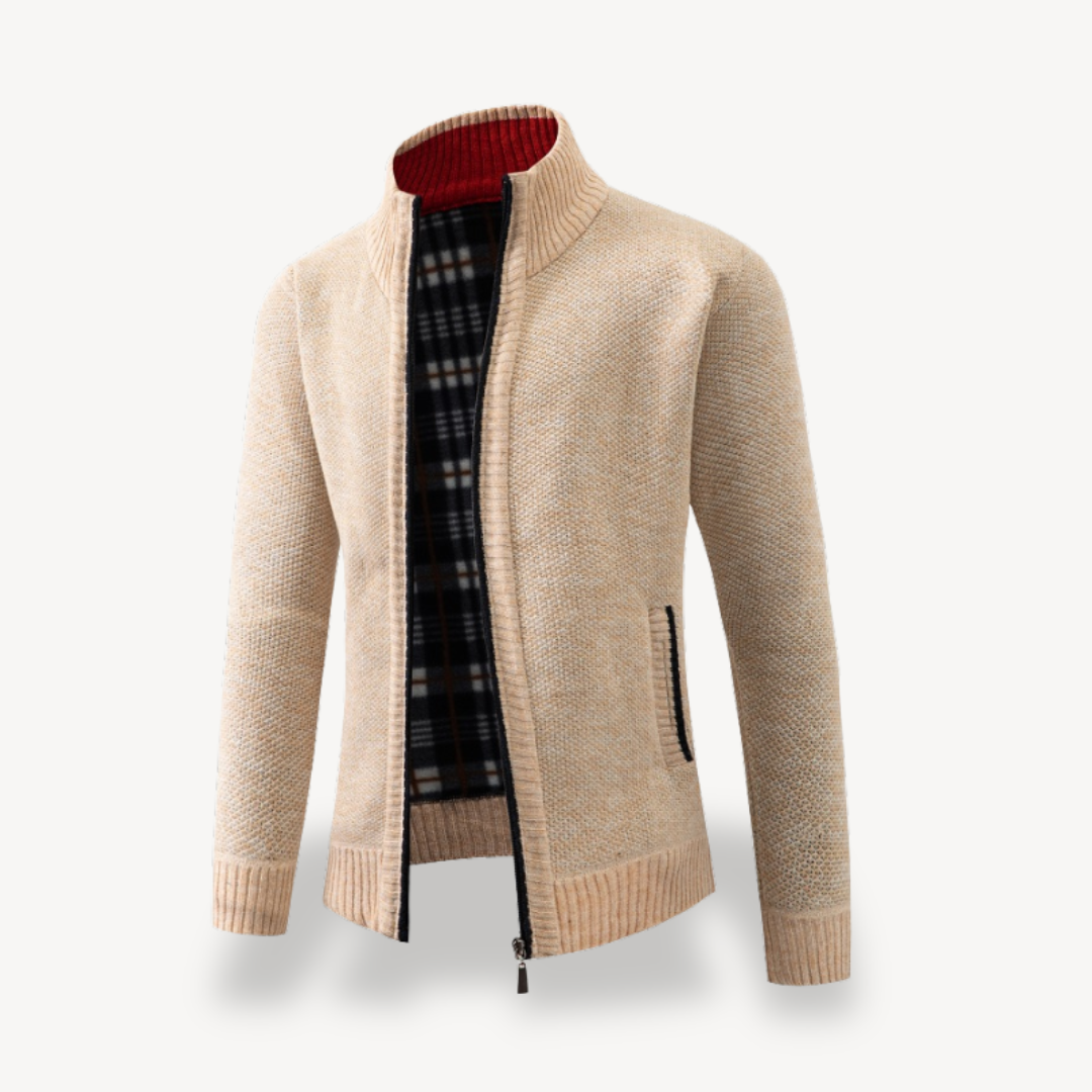 Elarova | Herren-Cardigan mit Sherpa-Futter und durchgehendem Reißverschluss