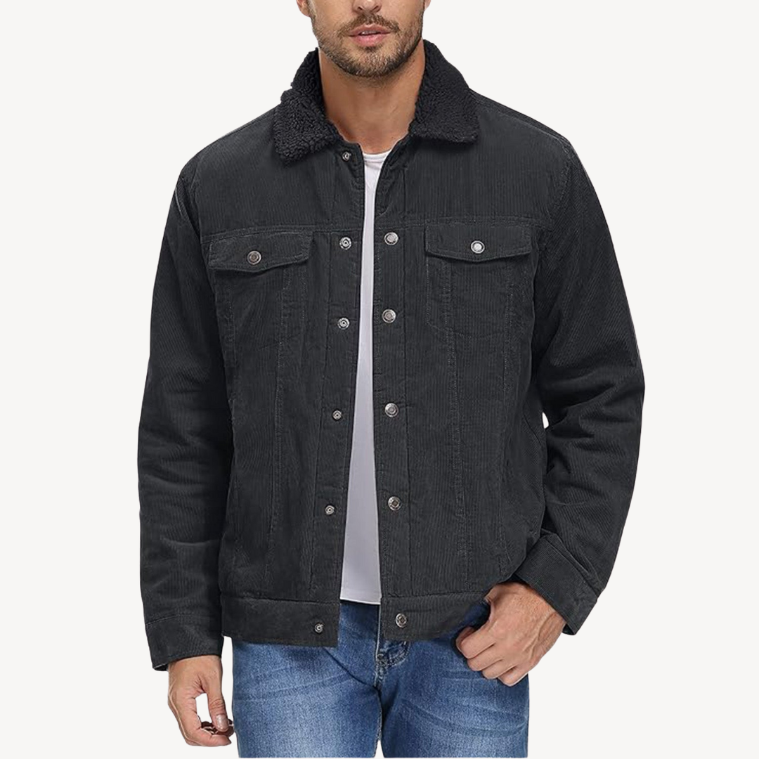 Elarova | Herren-Cordjacke mit Sherpa-Futter