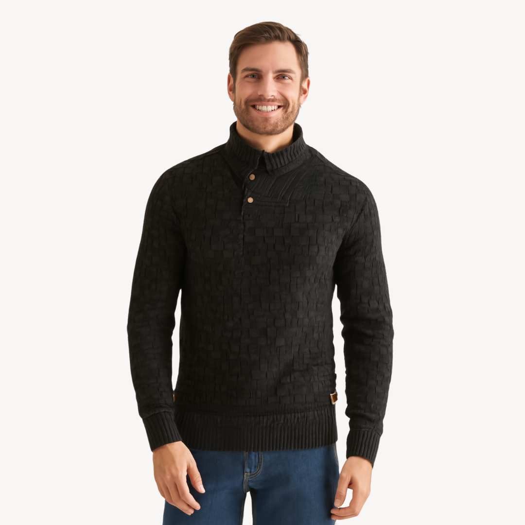 Elarova | Herren-Polopullover mit Waffelstrick