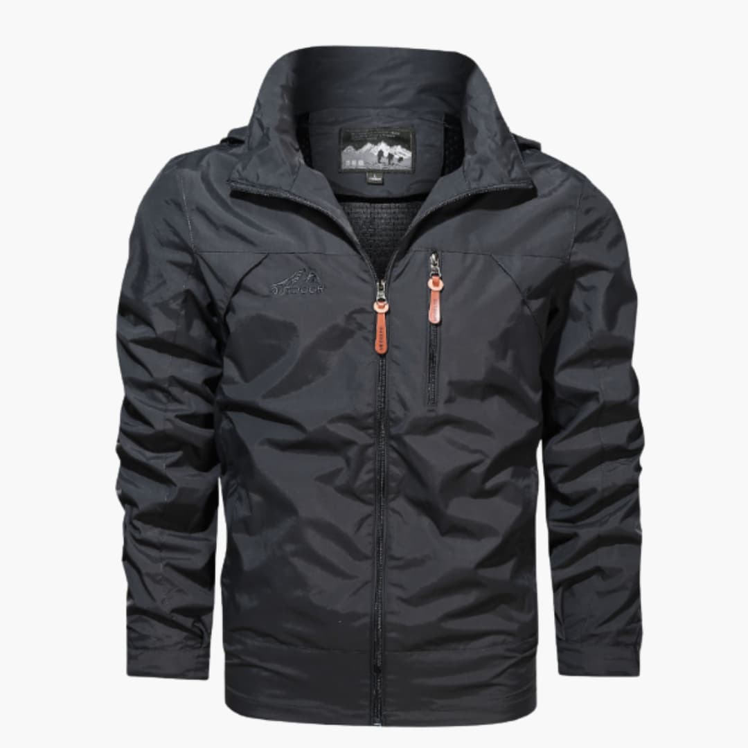 Elarova | Herren Regenjacke mit Kapuze und Reißverschlusstaschen