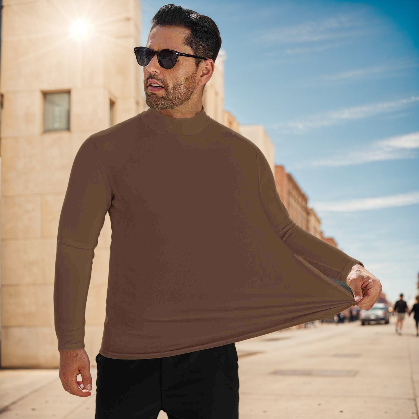 Elarova | Herren Stehkragen Pullover aus weichem Baumwollmix