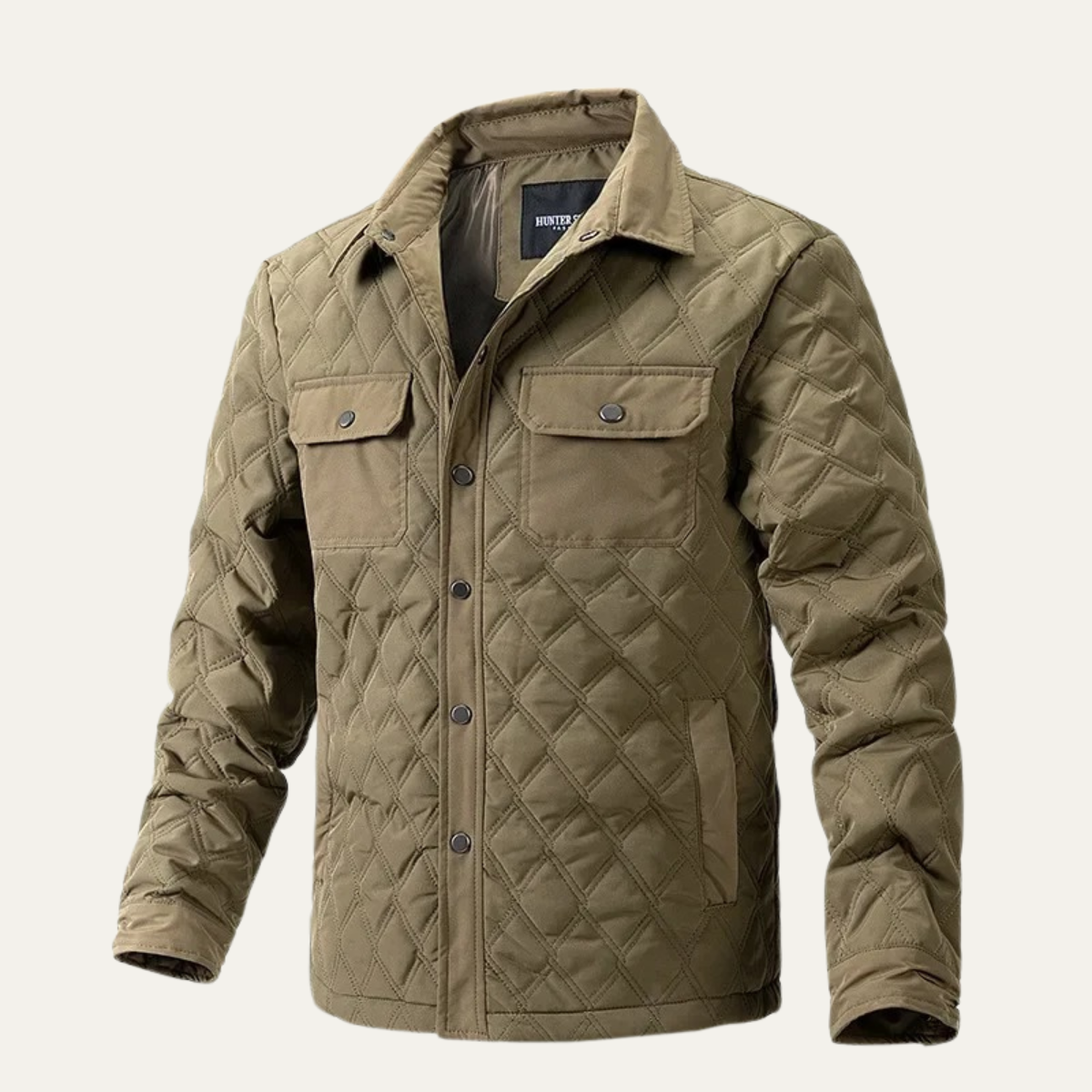 Elarova | Herren-Steppjacke mit Druckknopfverschluss