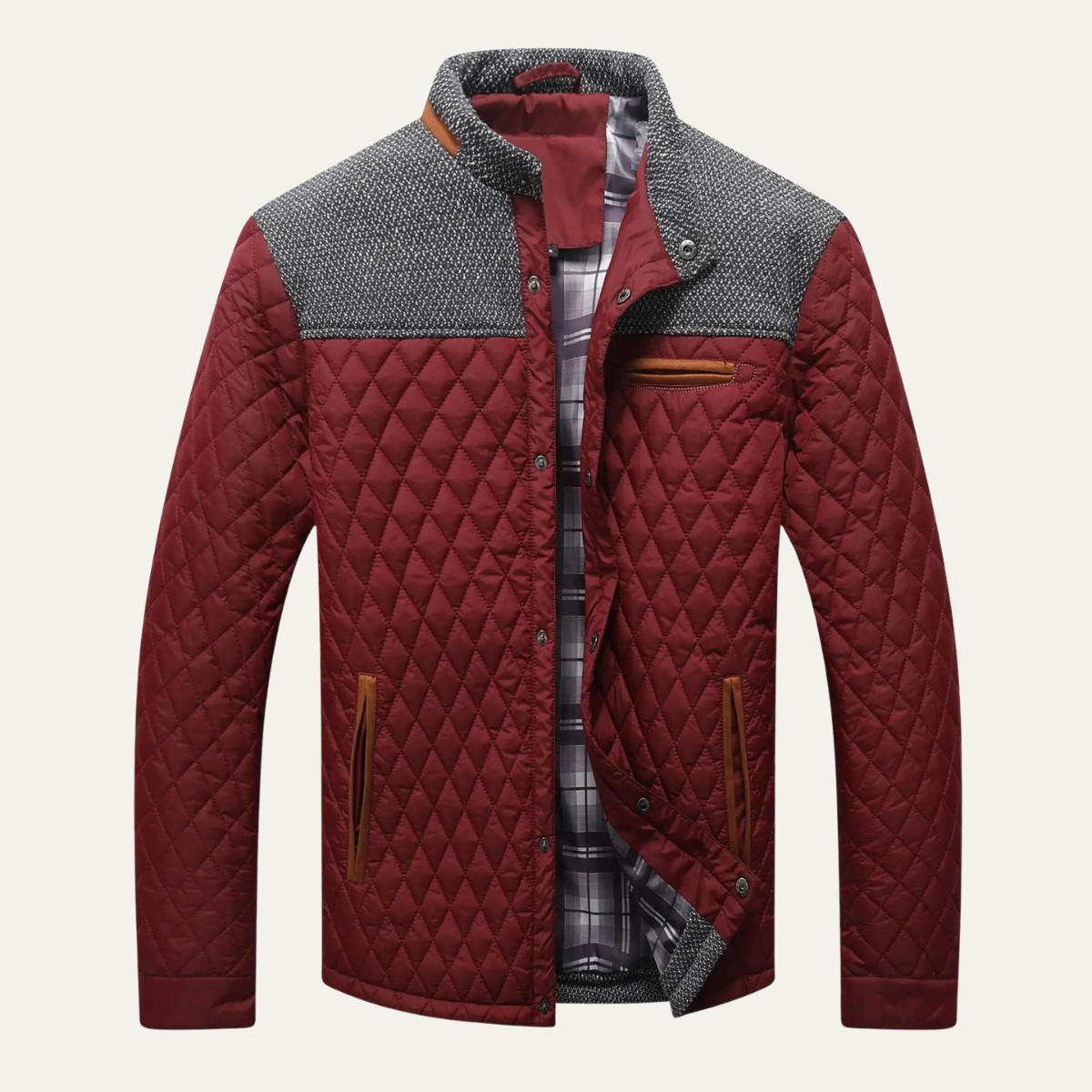 Elarova | Herren-Steppstrickjacke mit Passe
