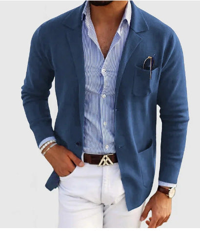 Elarova | Herren Strickjacke Mit Lässigen Knöpfen, Taschen Und Reverskragen, Einfarbig, Langärmelig