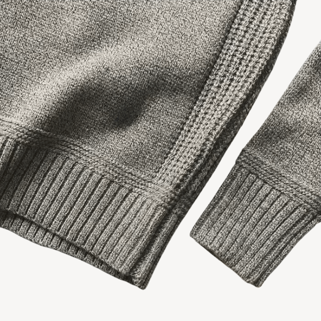 Elarova | Herren-Wollpullover mit Ellenbogenflicken aus Leder