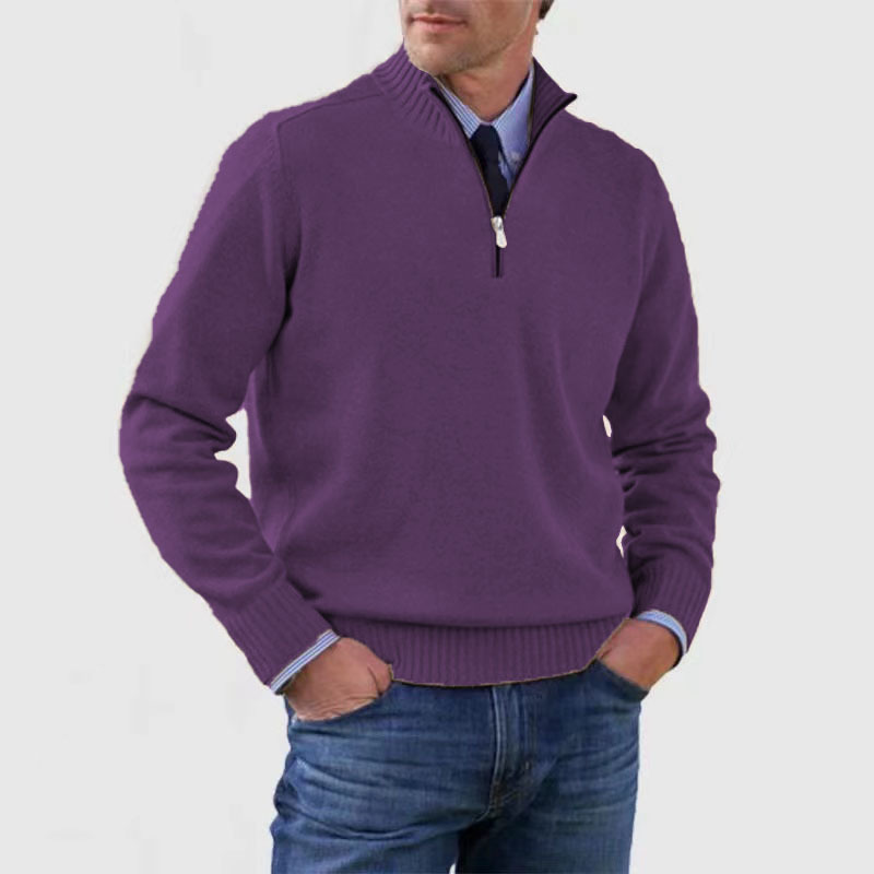 Elarova | Herrenpullover Mit Halbem Reißverschluss