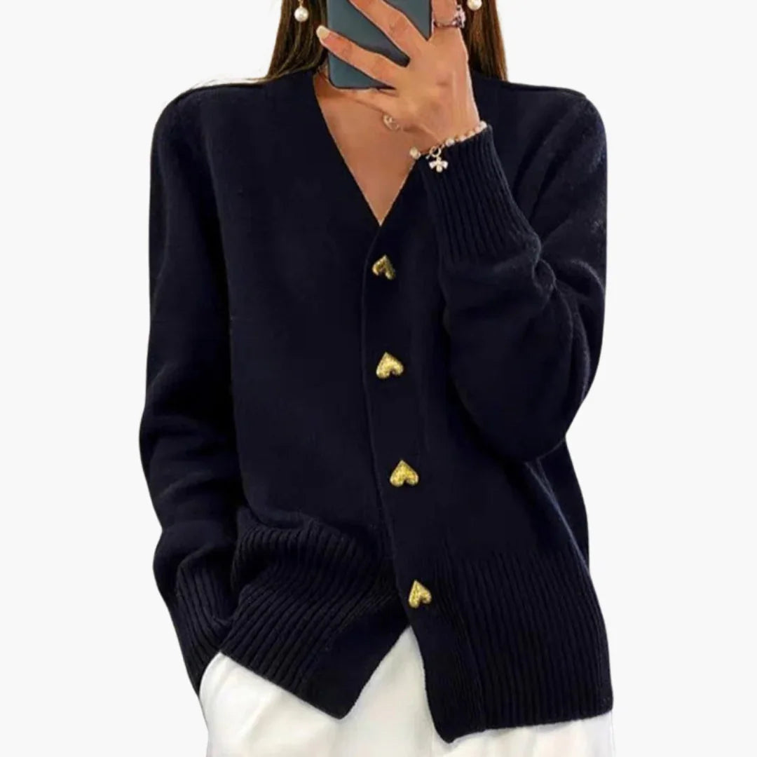 Elarova | Herzknopf Strickjacke für Damen