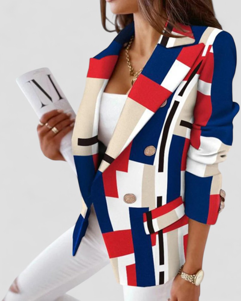 Elarova | Karierter Einknopf-Blazer für Damen