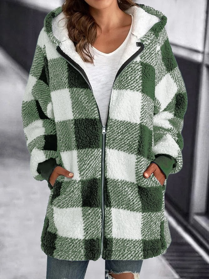Elarova | Karo-Hoodie-Jacke Für Frauen