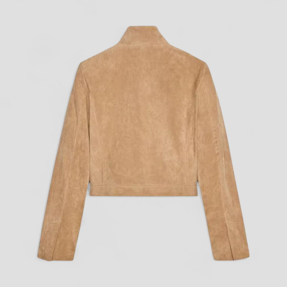 Elarova | Kurze DamenWildlederjacke mit Stehkragen