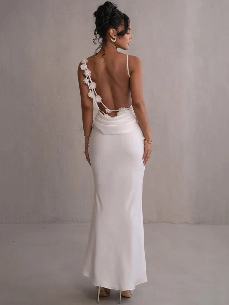 Elarova Langarm-Blumenkleid mit offenem Rücken