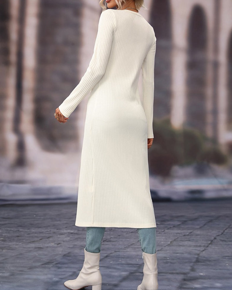 Elarova | Lange Strickjacke mit Knöpfen für Damen