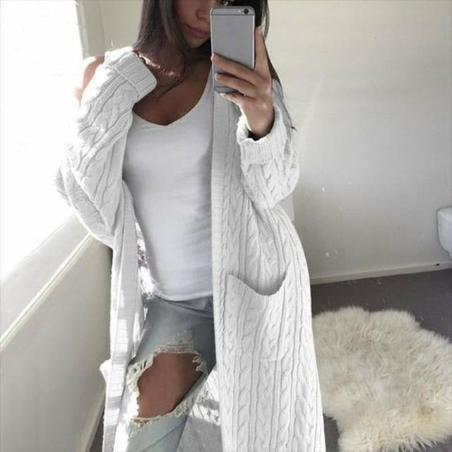 Elarova | Lässige Warme Lange Strickjacke