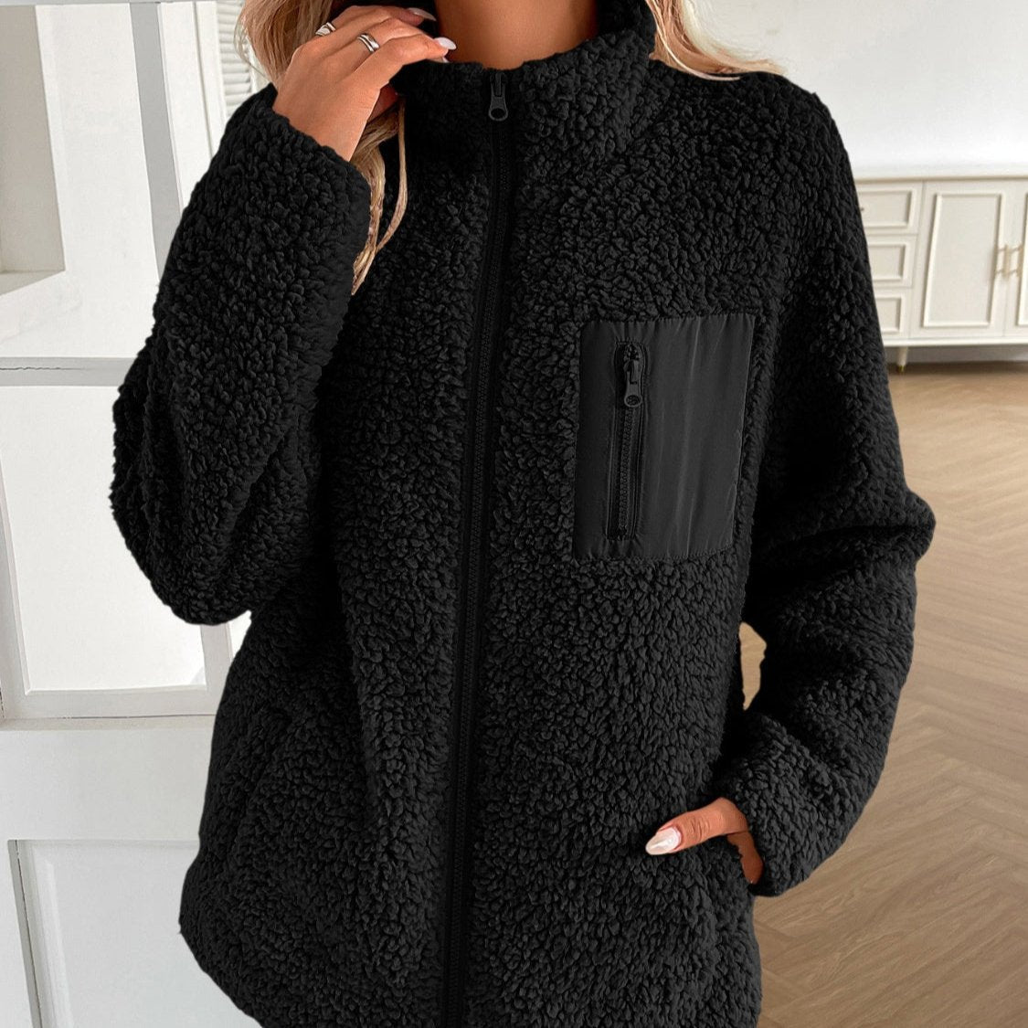 Elarova | Lässige Winter ZipUp Fuzzy Jacke für Damen