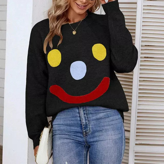 Elarova | Lässiger Strickpullover Mit Smiley