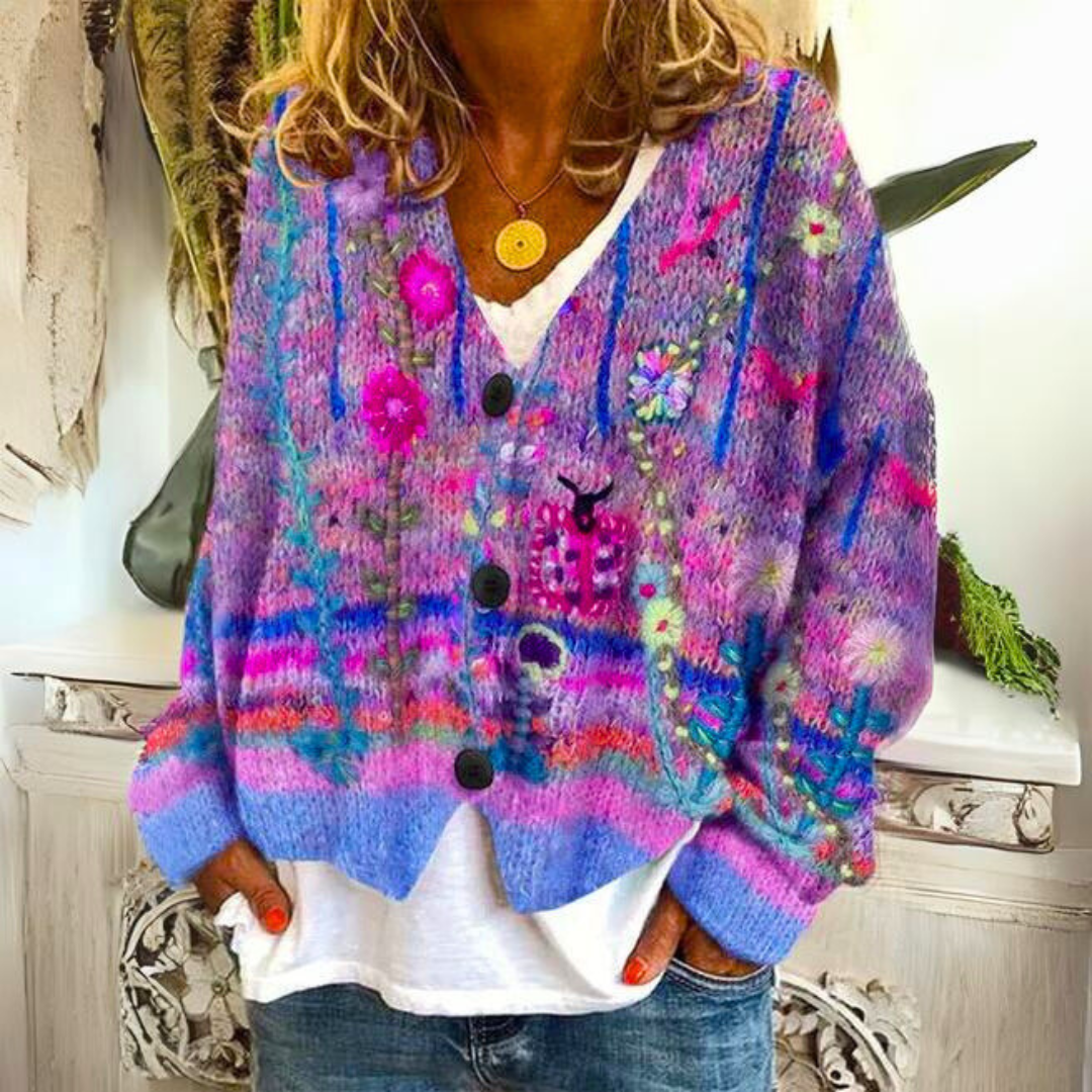Elarova | Luxuriöse bedruckte Strickjacke