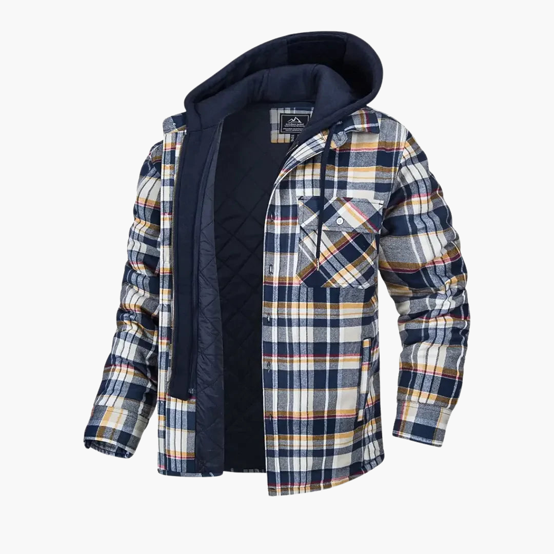 Elarova | Männer Jacke mit Kapuze und Karomuster für Winter